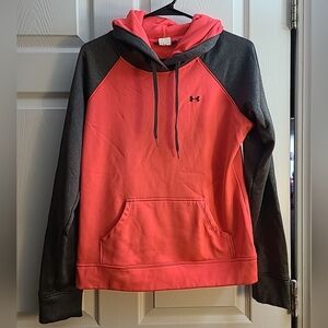 Under Armour Women's Medium Coldgear Vibrant Orange & Gray Hoodie Sweatshirt